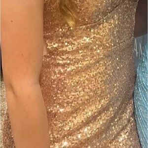 Glamorous Gold Sequin Backless Dress